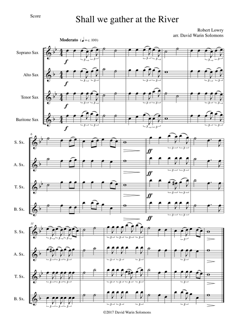 Shall we gather at the river saxophone quartet (Arr. David Warin Solomons) - Robert Lowry (Woodwind Ensemble)