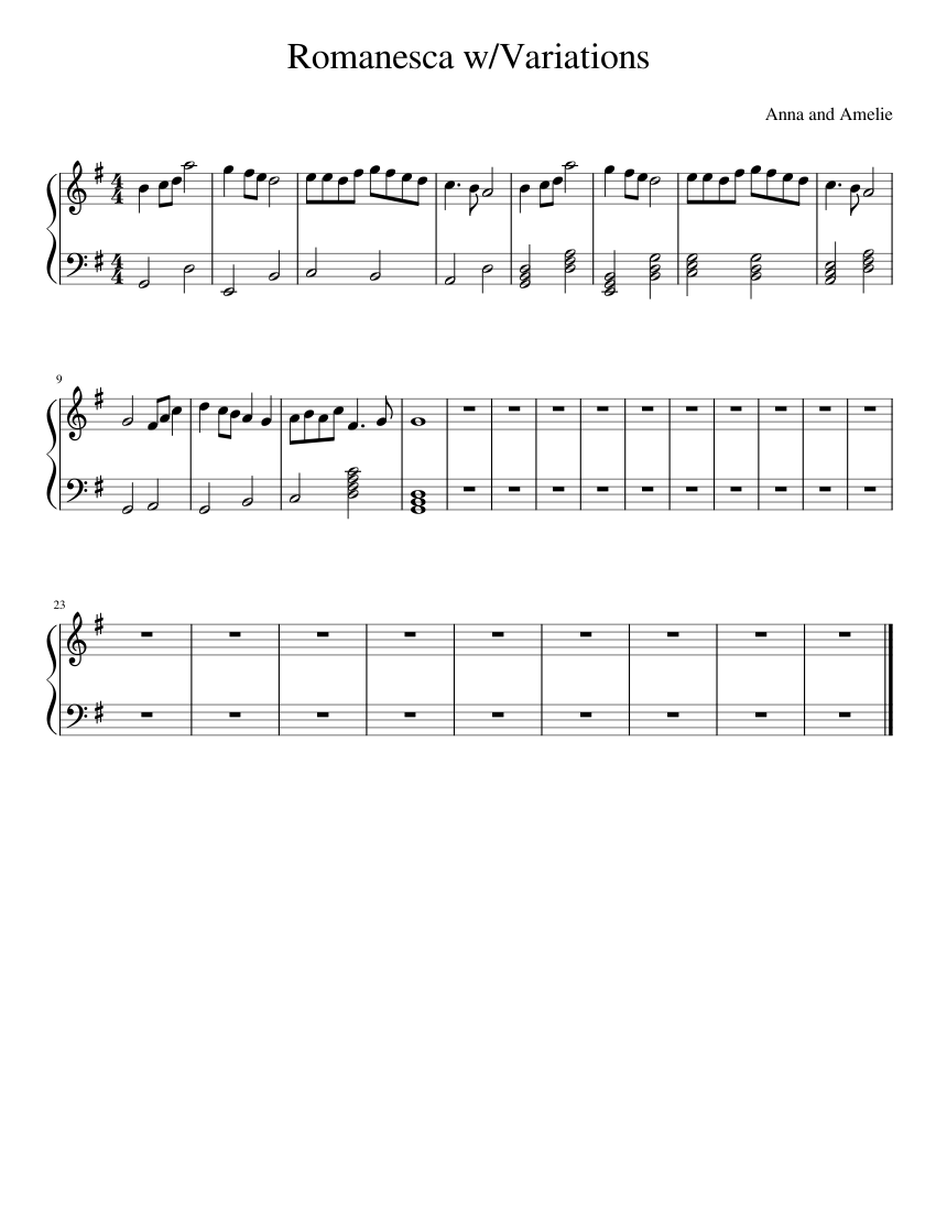 Romanesca_Basic Sheet music for Piano (Solo) | Musescore.com