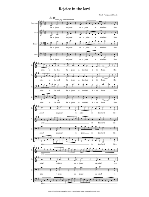 Rejoice in the lord- composer-Mark fungulani Banda. www.nacappellamusic.com