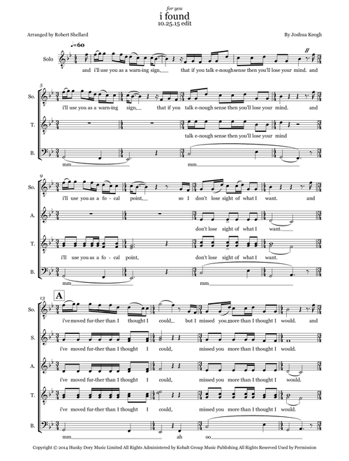 I Found (Arr. Robert Shellard) - Amber Run (Choral, SATB divisi)