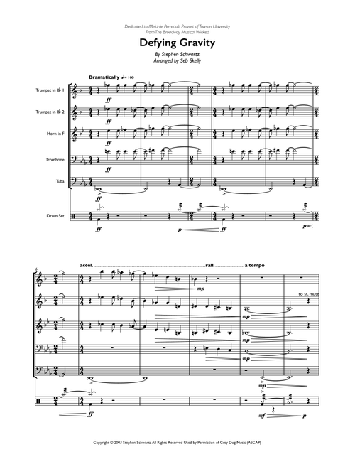 Defying Gravity (Arr. Seb Skelly) - Stephen Schwartz (Brass Ensemble)
