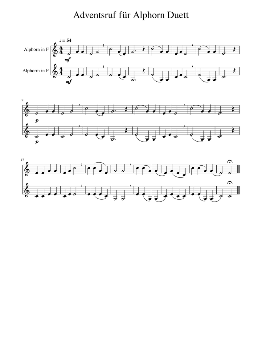 Adventsruf_fuer_Alphorn_Duett Sheet music for French horn (Brass Duet)