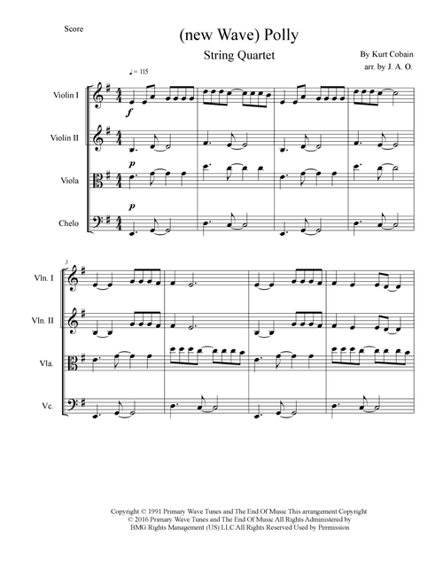 (new Wave) Polly (Arr. José angel Ortiz ramirez) - Nirvana (String Quartet)