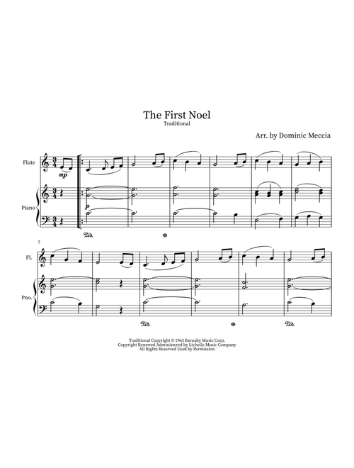 The First Noel (Arr. Dominic Meccia) - Andy Williams (Flute and Piano)