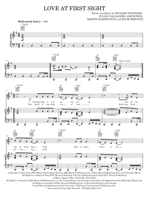 Love at first sight - Kylie Minogue (Piano-Vocal-Guitar)
