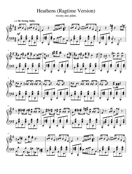 Heathens (Ragtime Version)