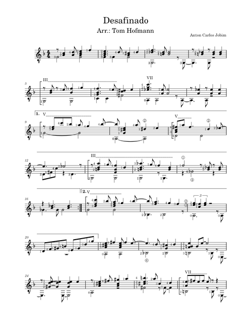 Desafinado – Antônio Carlos Jobim - Arrangement for Classical Guitar/Fingerstyle Guitar