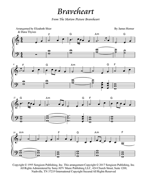 Braveheart - Main Title (Arr. Elizabeth Shier & Dana Thynes) - James Horner (Piano Solo)
