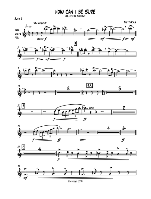How Can I Be Sure (Arr. Kirk Schmidt) - The Young Rascals (Jazz Ensemble)