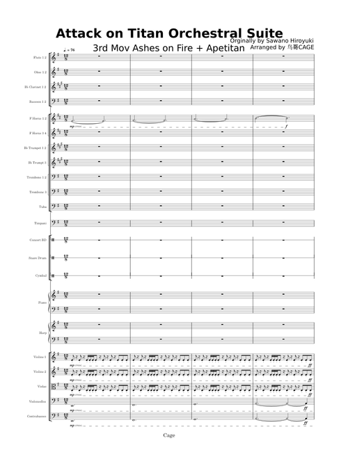 Attack On Titan OSTs – Misc Cartoons Attack On Titan Orchestral Suite 3rd Movement - Ashes on Fire&Apetitan