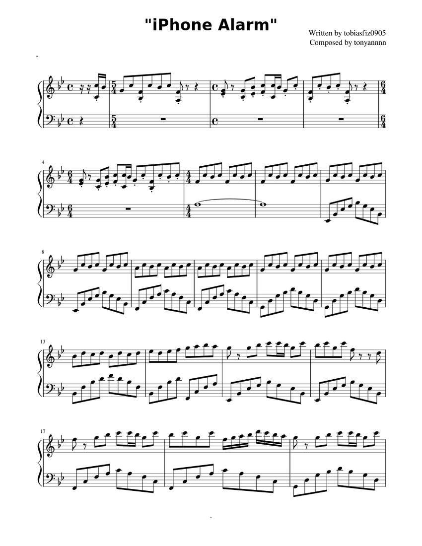 "iPhone Alarm" tonyannnn Sheet music for Piano (Solo)