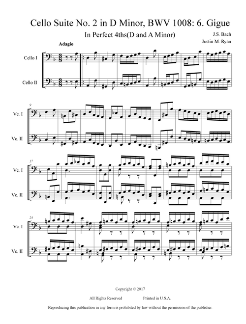 Cello Suite No. 2, BWV 1008: 6. Gigue (Arr. Justin M. Ryan) - J.S. Bach (Cello Duet)