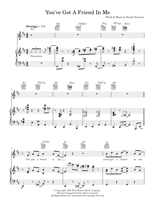 You've Got A Friend In Me (from Toy Story) - George Gershwin, Ira Gershwin, Michael Buble (Piano-Vocal-Guitar (Piano Accompaniment))