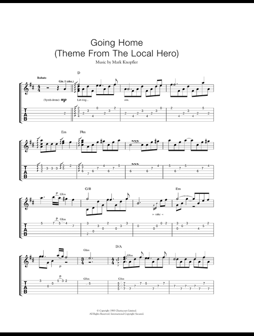 Going Home (Theme From "Local Hero") - Mark Knopfler, Dire Straits (Guitar Tab)