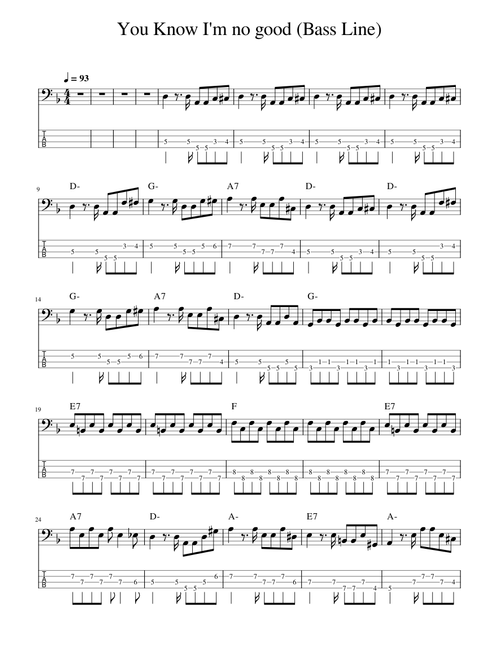 You know im no good – Amy Winehouse You Know I'm no good  Bass Line
