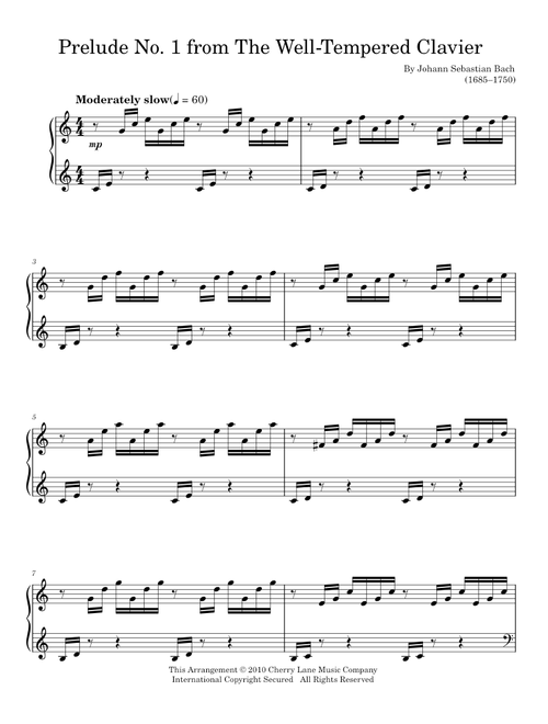 Prelude and Fugue No. 1, WTC: I - Johann Sebastian Bach (Easy Piano)