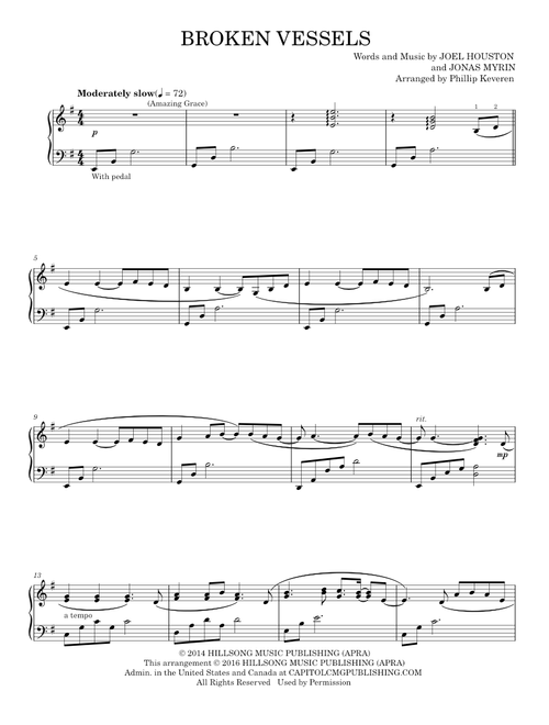 Broken Vessels (Amazing Grace) (arr. Phillip Keveren) - Hillsong Worship (Piano Solo)
