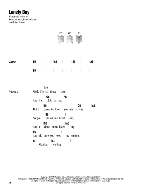 Lonely Boy - The Black Keys (Guitar Chords-Lyrics)