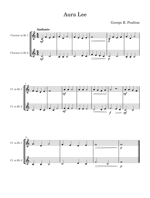 Aura Lee – George R. Poulton, W.W. Fosdick Aura Lee