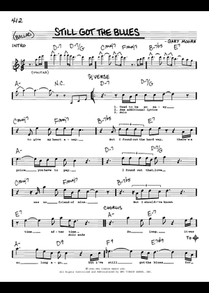 Still Got The Blues Gary Moore Sheet Music and Tab with