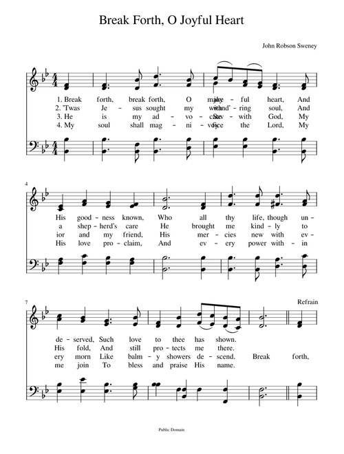 Break forth, break forth, O joyful heart - John Robson Sweney