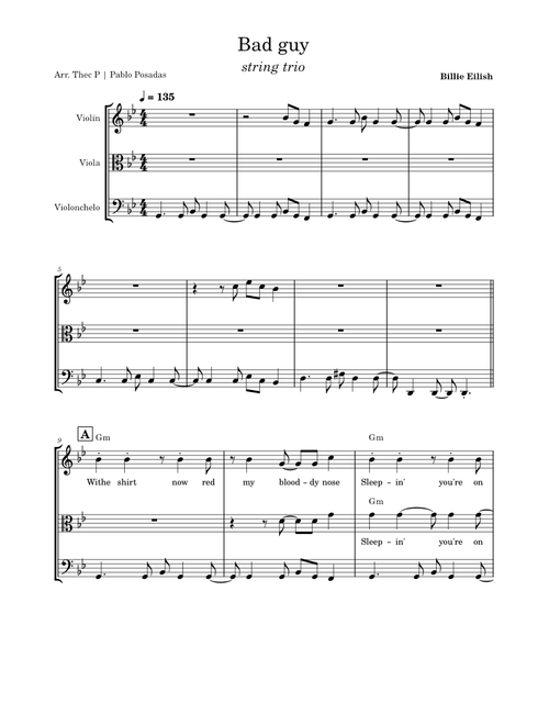 Bad guy – Billie Eilish (for string trio)