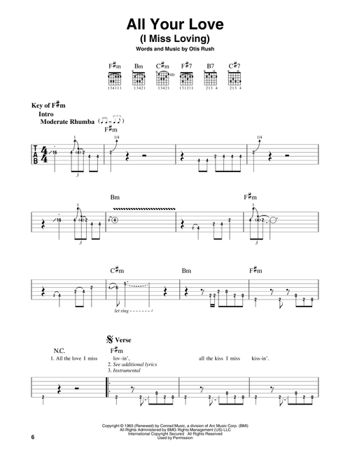 All Your Love (I Miss Loving) - Otis Rush, Eric Clapton (Guitar Lead Sheet)