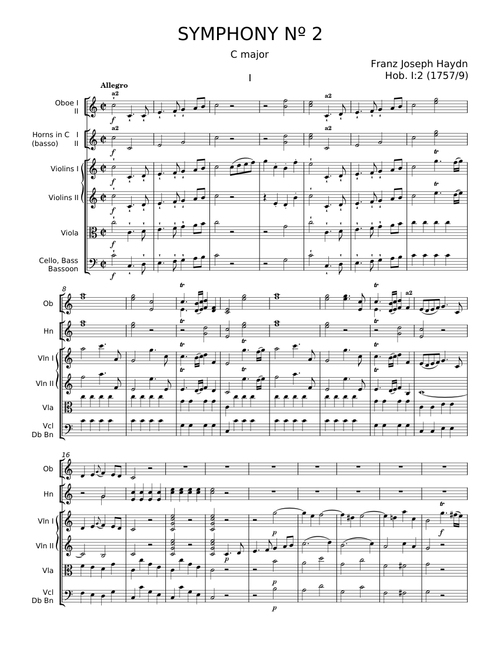 Symphony No.2 in C major, Hob.I:2 - Joseph Haydn