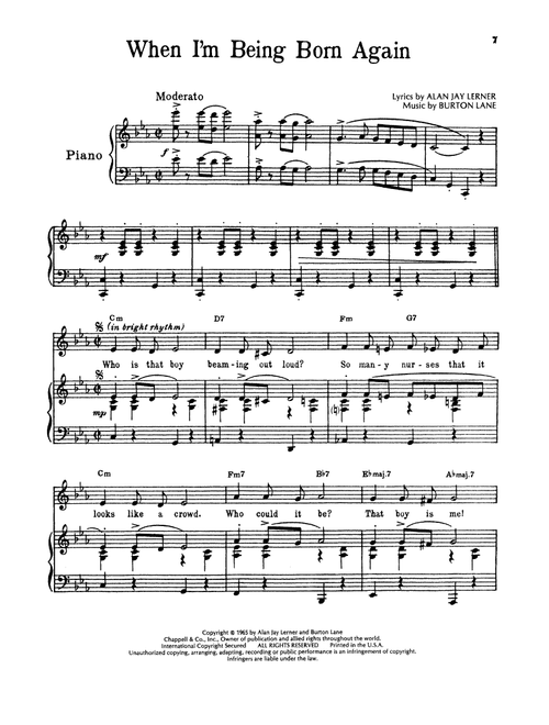 When I'm Being Born Again (from On A Clear Day You Can See Forever) - Alan Jay Lerner & Burton Lane, Alan Jay Lerner (Piano Vocal)