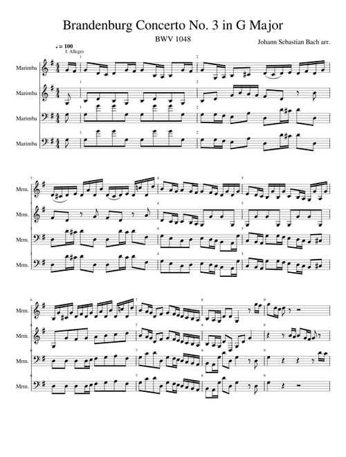 Brandenburg Concerto No. 3 in G Major BWV 1048