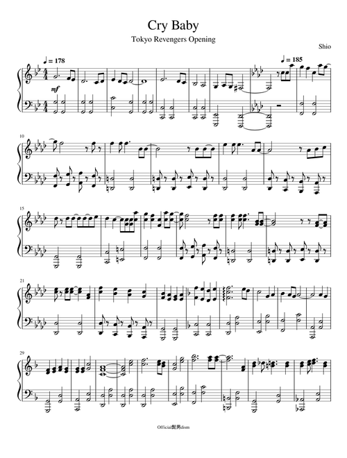 Tokyo Revengers Opening Song - Cry Baby【Piano Arrangement】