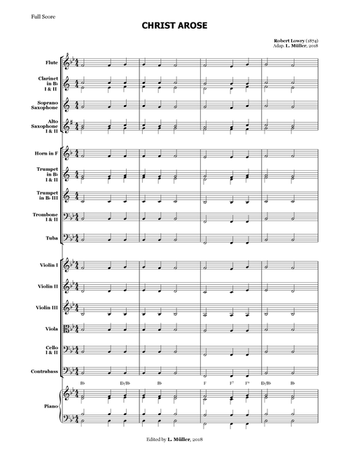 Christ Arose - for Beginner Orchestra. (with chords) (Arr. L. Müller) - Robert Lowry (Large Ensemble)