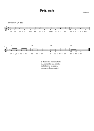 Prší, prší – Česká lidová Sheet Music for Accordion, Flute, Violin ...