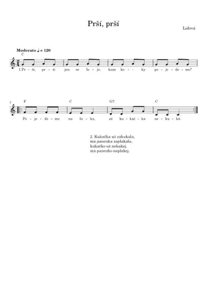Prší, prší – Česká lidová Sheet Music for Accordion, Flute, Violin ...