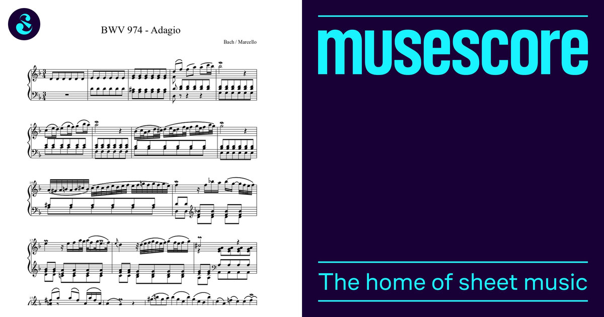 BWV 974 - Adagio Sheet Music for Piano (Solo) | MuseScore.com