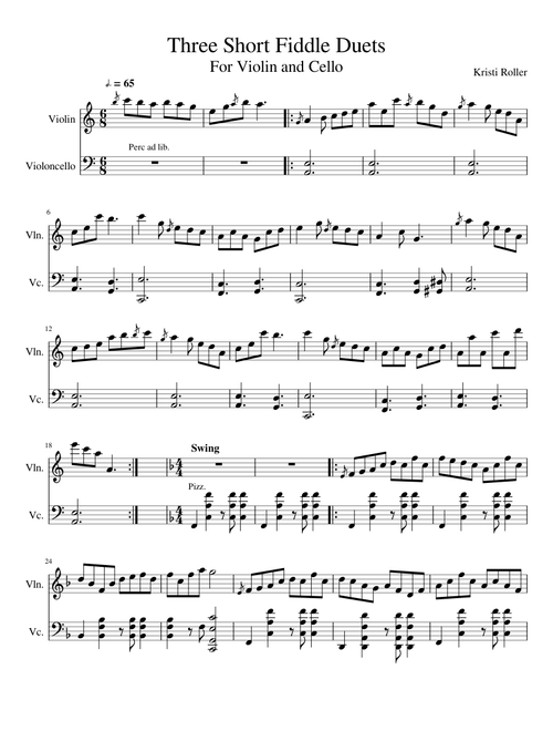 Three Short Fiddle Duets - Violin Cello