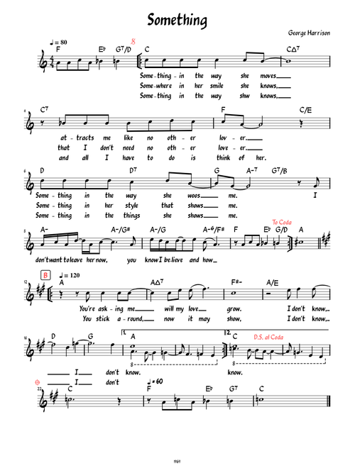 Something (Lead sheet with lyrics )