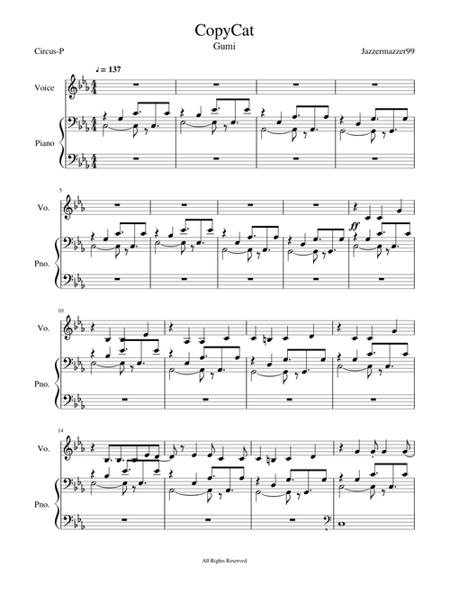 CopyCat Piano Adaptation [Circus-P, GUMI]