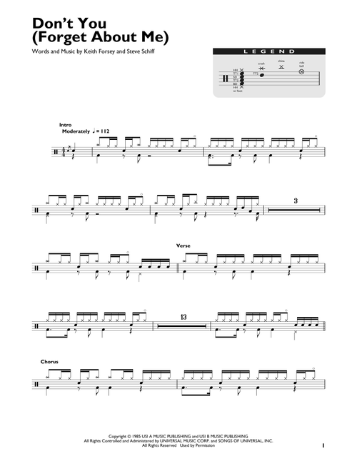 Don't You (Forget About Me) - Simple Minds, Hawk Nelson (Drum Chart)