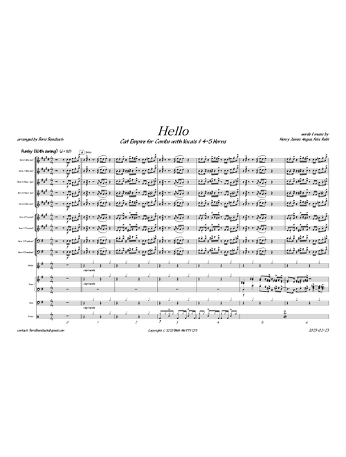 Hello (Arr. Boris Bansbach) - Cat Empire (Jazz Combo)