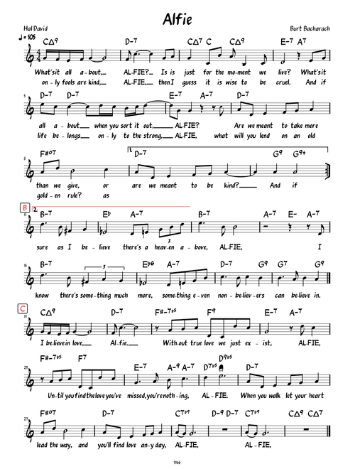 Alfie (Lead sheet with lyrics )