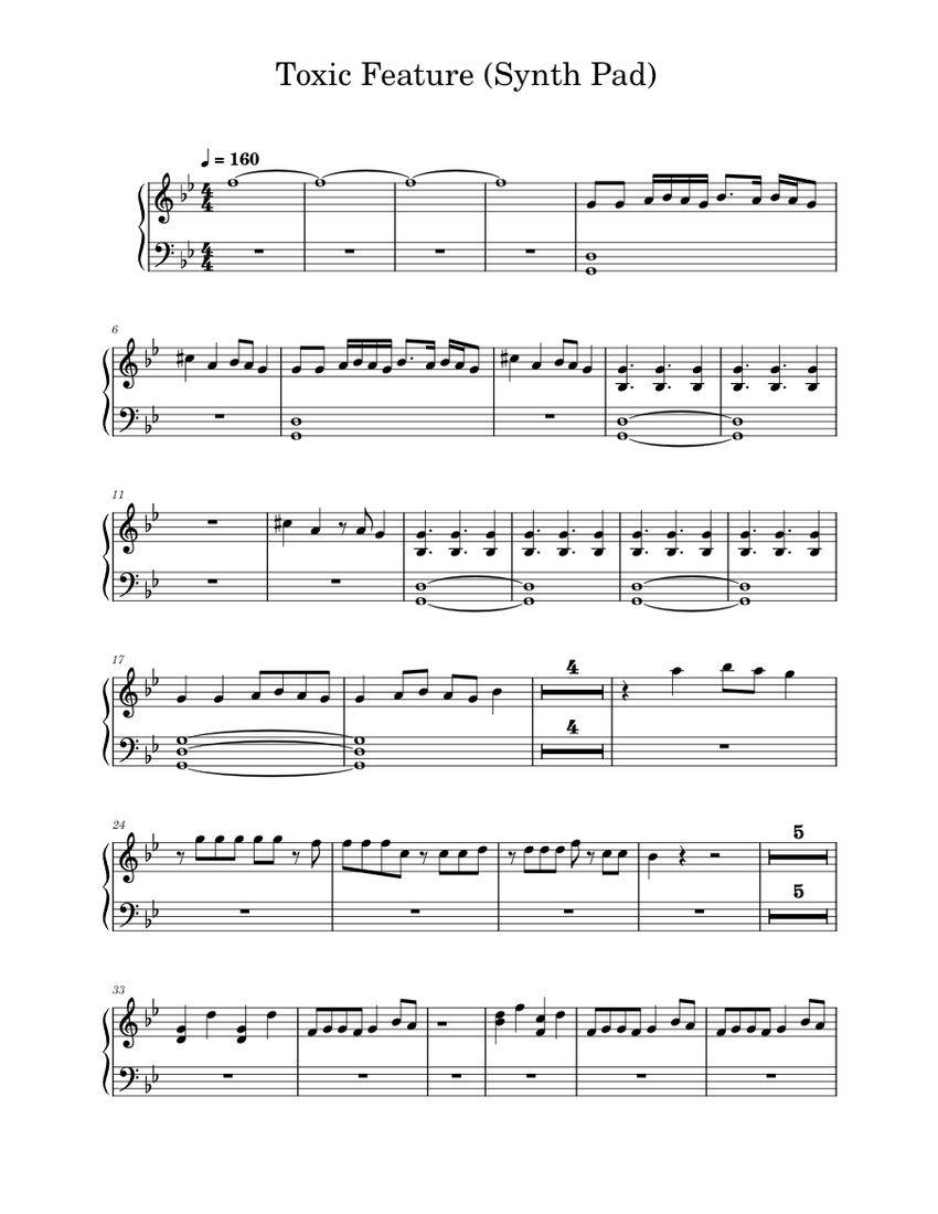 Toxic Feature (Synth Pad) Sheet music for Piano (Marching Band