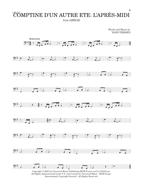 Comptine d'un autre été: L'après-midi (from Amelie) - Yann Tiersen (Cello Solo)
