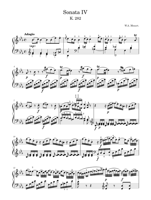 Sonata No. 4, 1st Movement K. 282