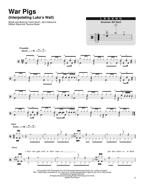 War Pigs (Interpolating Luke's Wall) - Black Sabbath (Drum Transcription)