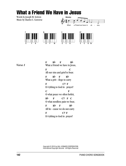 What A Friend We Have In Jesus - Charles C Converse (Piano Chords-Lyrics)