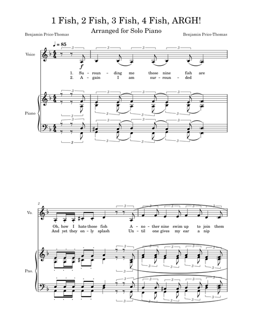 1 Fish, 2 Fish, 3 Fish, 4 Fish, ARGH! (Arranged for Piano) - Benjamin Price-Thomas