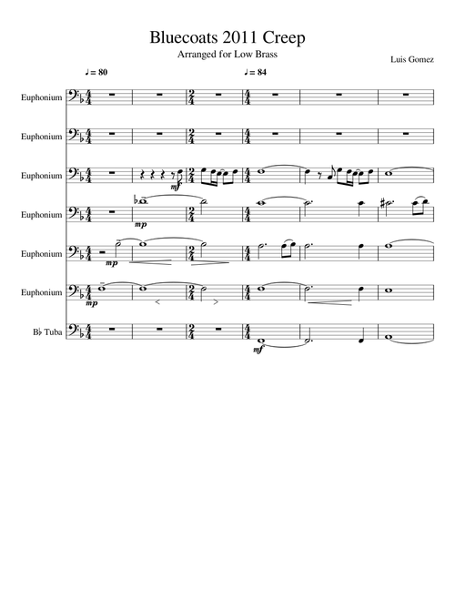 Bluecoats 2011 Creep - Low Brass Arrangement