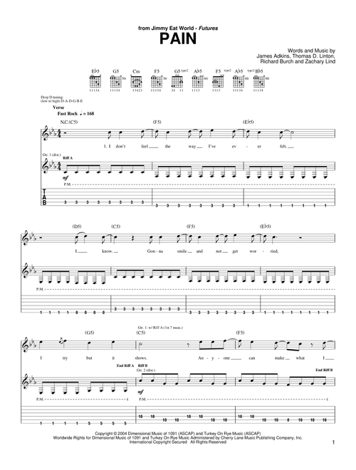 Pain - Jimmy Eat World (Guitar Tab)