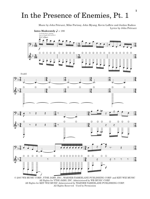 In The Presence Of Enemies - Part 1 - Dream Theater (Bass Tab)